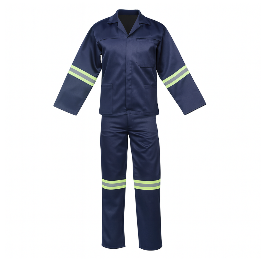 Dromex navy reflective conti overall, hi-vis workwear