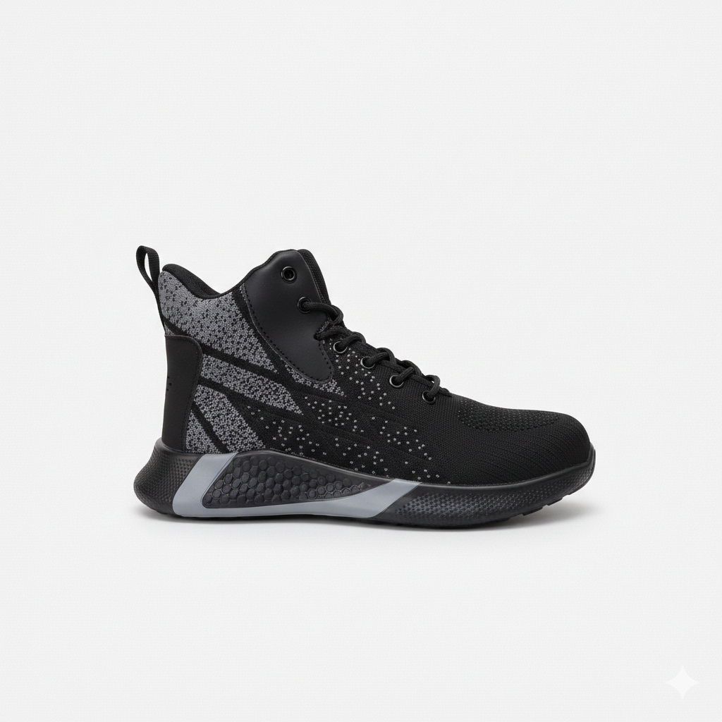 Shark Apex Black and gray athletic shoe on a white background